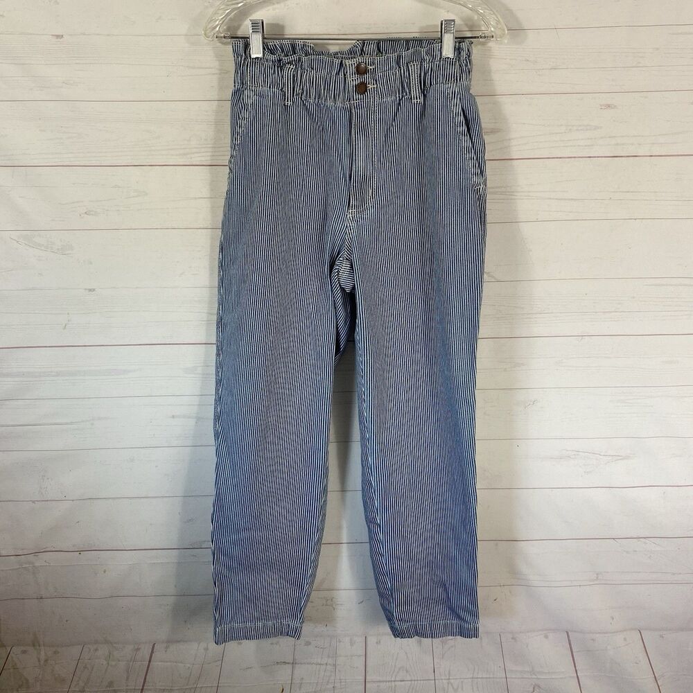 Universal Thread Womens Railroad Stripe Paperbag Waist Ankle Jeans Sz 4 Blue